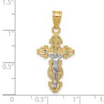 10K Two-tone Small Narrow Cross w/Crucifix Pendant - Image 3