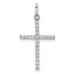 10k White Gold Polished CZ Latin Cross Pendant