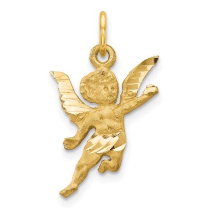 10k Solid Satin Angel Charm