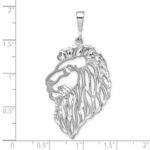 10k White Gold Solid Diamond-cut Lions Head Charm - Image 2