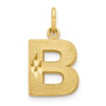 10K Satin Diamond-cut Initial B Charm