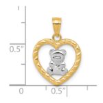 10k w/Rhodium Teddy Bear Heart Charm - Image 3
