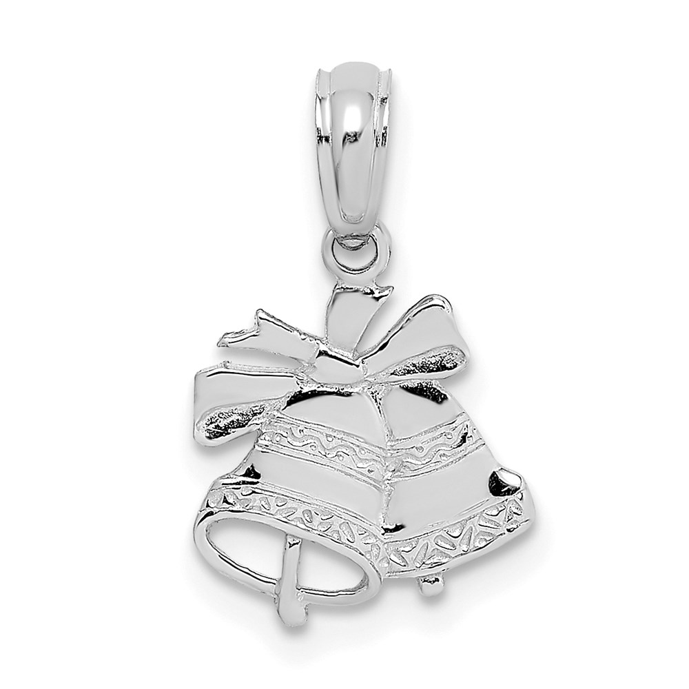 10D1127W.jpg 10K White Gold Polished Christmas Bells Pendant - Image 1