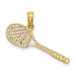 10K Solid Polished 3-D Tennis Racquet Charm - Image 4