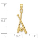 10K Polished Open-Backed Bats and Baseball Pendant - Image 3