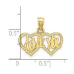 10K Polished /Textured I LOVE YOU Double Heart Pendant - Image 4