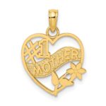 10K #1 MOTHER In Heart Frame Pendant