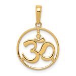 10K Cut-out Round Frame Yoga Om Symbol Pendant