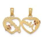 10K Two-Tone MOM - DAUGHTER Break-apart Hearts Pendant - Image 4