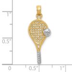 10k w/Rhodium Polished Tennis Racquet Pendant - Image 3