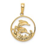 10K Double Dolphin Circle Pendant - Image 3