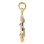 10K Two-Tone 3D Anchor W/Rope Pendant - Image 2