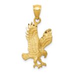 10K Satin Diamond-cut Eagle Pendant