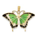 10K Green Enameled Butterly Pendant - Image 4