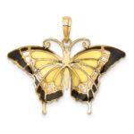 10K Yellow Enameled Butterfly Pendant - Image 4