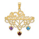 10K GRANDMA Birthstone Charm Holder Pendant - Image 5