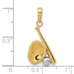 10K W/Rhodium Baseball, Bat, and Glove Pendant - Image 4
