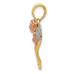 10K Two-Tone w/White Rhodium Polished Flower Heart Pendant - Image 2