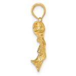 10K Gold Polished & Textured Bass Fish Pendant - Image 2