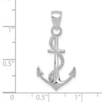 10K White Gold Gold Polished Anchor W/Rope Pendant - Image 2