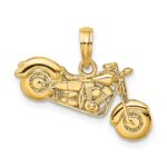 10K Gold Polished Textured 3-D Motorcycle Pendant - Image 3