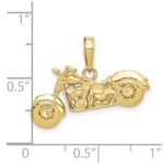 10K Gold Polished Textured 3-D Motorcycle Pendant - Image 4
