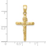 10K Gold Polished 2-D Crucifix with Jesus on Cross Pendant - Image 3