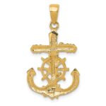 10K Polished & Textured 2-D Mariners Crucifix Rope/Wheel Pendant - Image 4