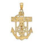 10K Polished Textured Mariners Crucifix Pendant - Image 4