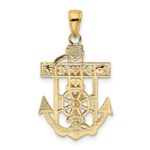 10K Gold Polished & Textured Mini Mariners Crucifix Pendant - Image 4