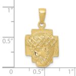 10K Gold Polished 2-D Small Jesus Head with Crown Pendant - Image 3