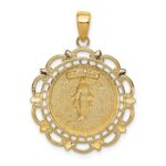 10K Polished Miraculous Medal With Scallop Frame Pendant - Image 4