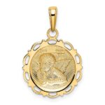 10K Gold Polished Angel/Cherub on Round Scallop Frame Pendant - Image 4