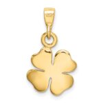 10k Gold Polished & Textured Four Leaf Clover Pendant - Image 4