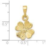 10k Gold Polished & Textured Four Leaf Clover Pendant - Image 3