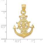 10k Satin Diamond-cut Anchor Pendant - Image 3