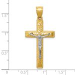 10k Two-tone Diamond Cut Crucifix Pendant - Image 3