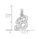 10K White Gold Polished B Script Initial Charm - Image 3