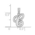 10K White Gold Polished C Script Initial Charm - Image 3