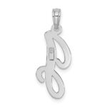 10K White Gold Polished J Script Initial Charm - Image 4