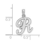 10K White Gold Polished R Script Initial Charm - Image 3