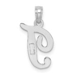 10K White Gold Polished T Script Initial Charm - Image 4