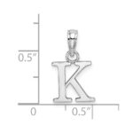 10K White Gold Polished K Block Initial Charm - Image 3