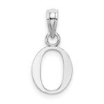 10K White Gold Polished O Block Initial Charm - Image 4