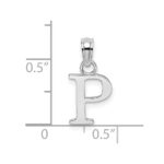 10K White Gold Polished P Block Initial Charm - Image 3