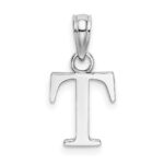 10K White Gold Polished T Block Initial Charm - Image 4