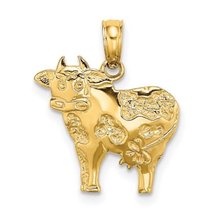 10K 2-D Polished Playful Cow Charm