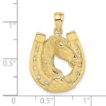 10K Polished and Engraved Horse Head In Shoe Charm - Image 3