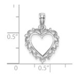 10K White Gold Heart w/ Lace Trim Charm - Image 3