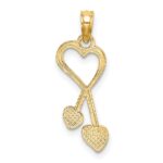 10K Polished Heart w/ Double Heart Beaded Tassle Charm - Image 4